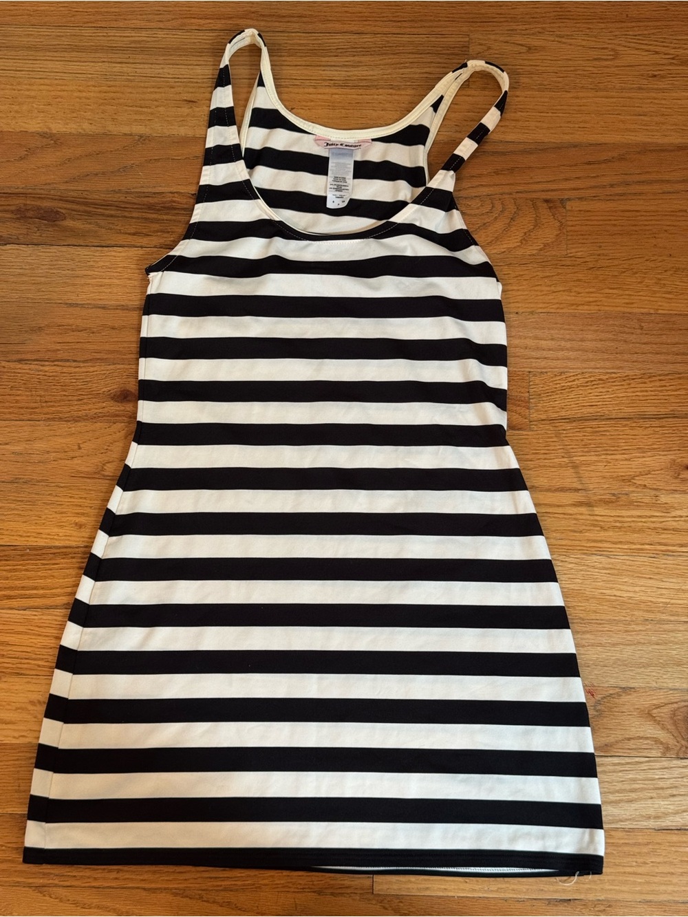 Juicy Couture Striped Black and Beige Swim Coverup Dress